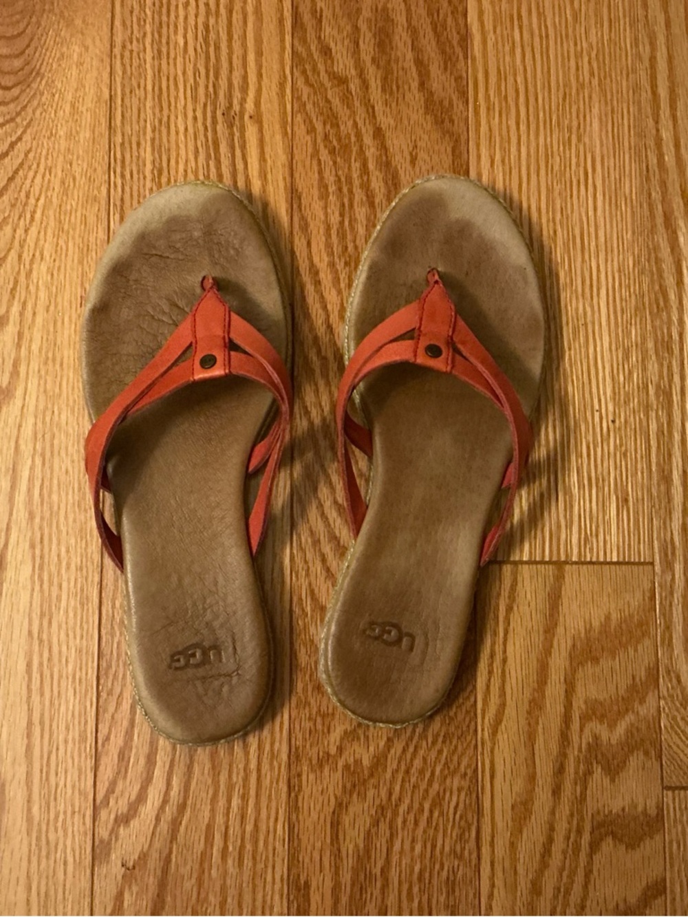 UGG Women’s Orange Leather Thong Sandals